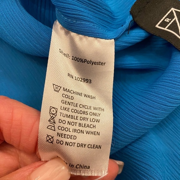 Prabel Gurung women’s blue ruffle tie flowing blouse size 14 excellent condition - Picture 10 of 13